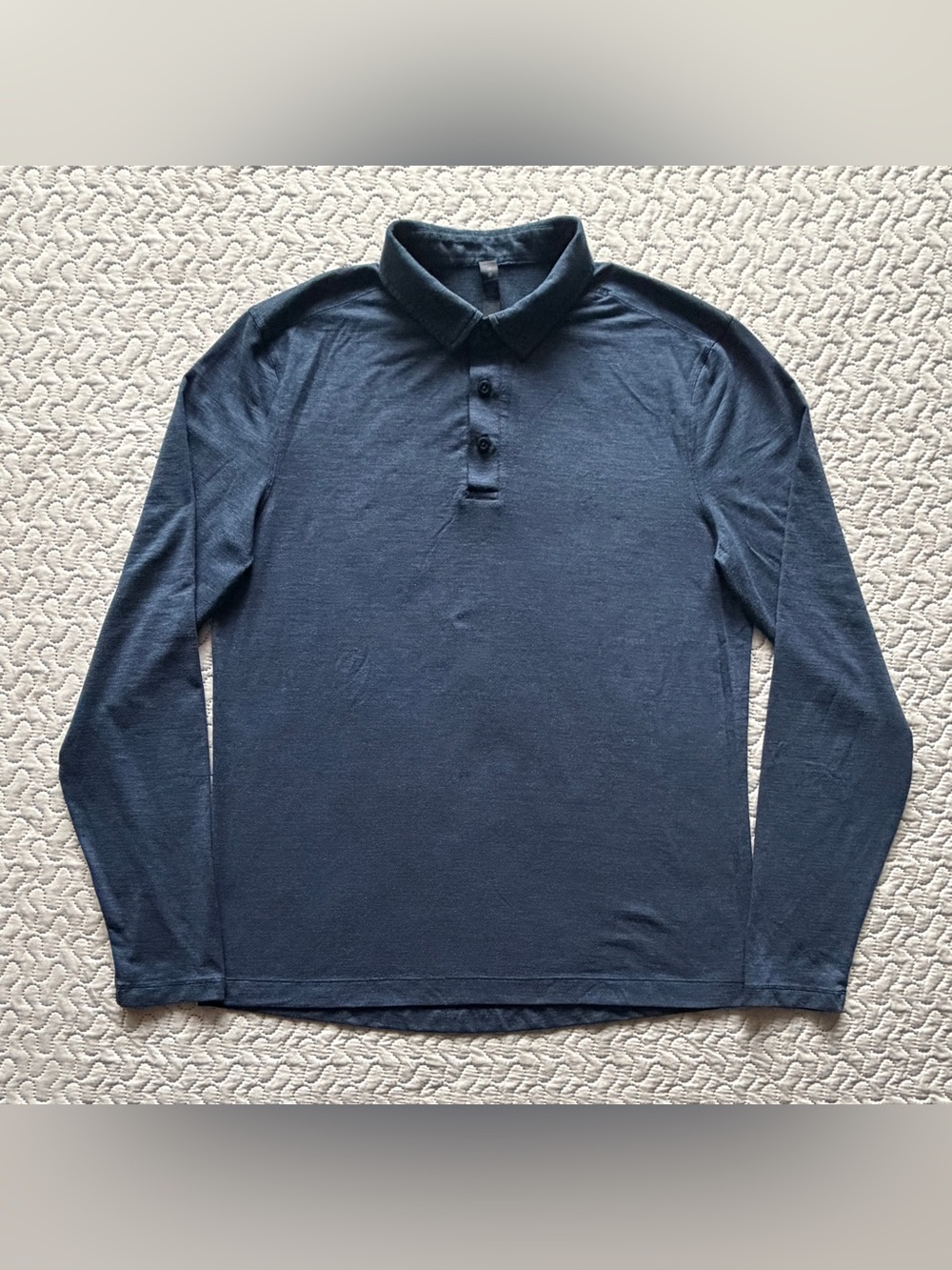 Lululemon Men’s Medium Long Sleeve Polo Shirt Heathered Blue Performance